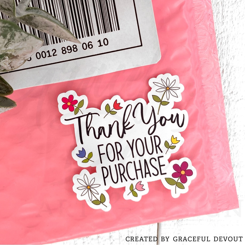 🌷Thank you for your purchase- Sticker 2" (inches)(48ct.)  [GD66-48] - Picture 3 of 7